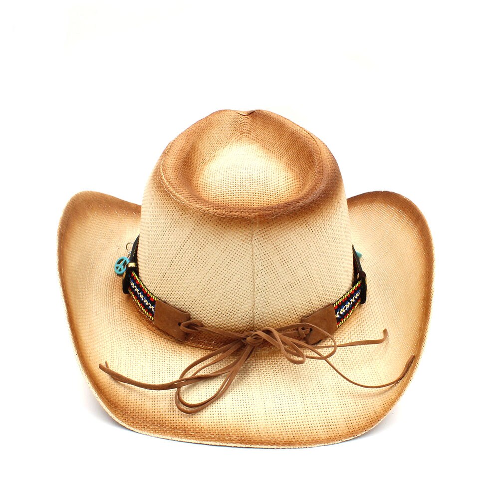 Handgemaakte Weave Stro Vrouwen Western Cowboy Hoed Met Kwastje Band Voor Lady Sombrero Hombre Cowgirl Jazz Caps Grootte 58 cm
