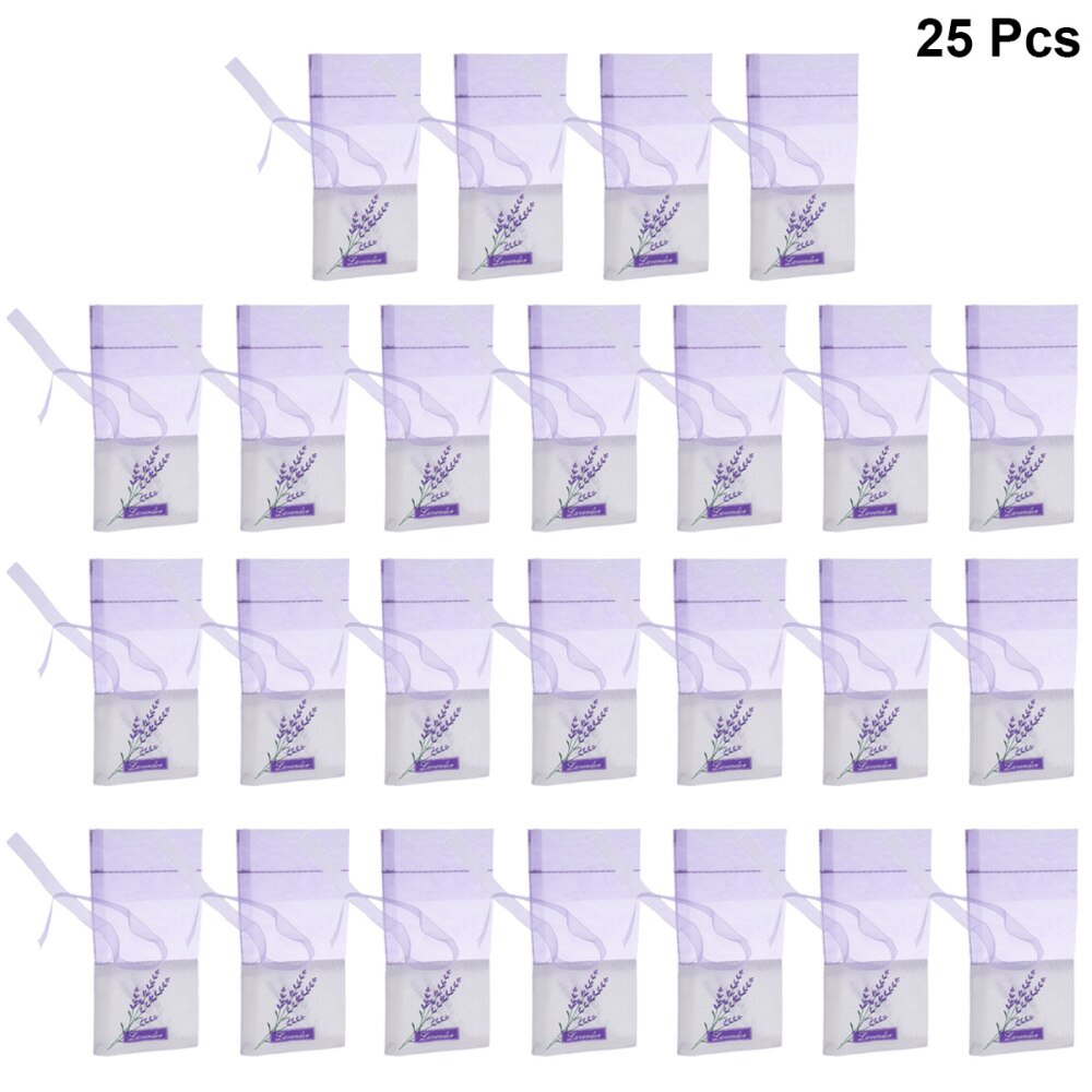 25 stuks lege lavendelzakjes met bloemenprint, geurzakjes, zakje voor ontspannen slapen (donkerpaars): Zoals weergegeven 1