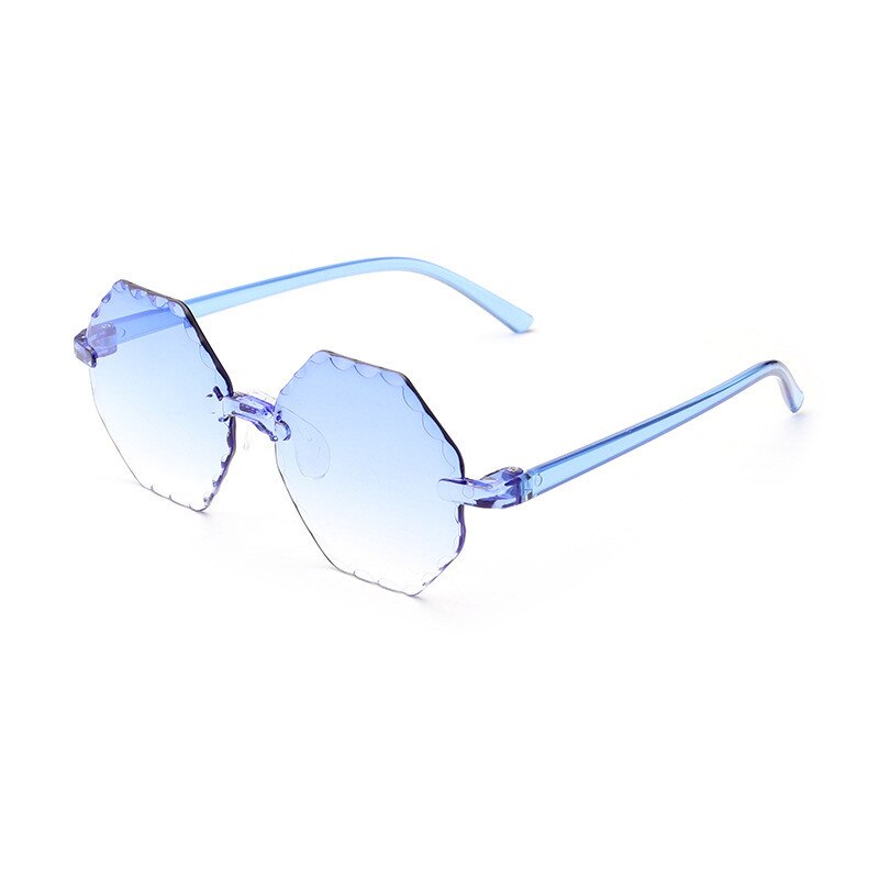 1Pcs Kids Cool Polygon Zonnebrillen Vormige Achthoekige Baby Leuke Meisjes Jongens Eyewear Kinderen Zonnebril UV400 Kids Polygon Bril: blue