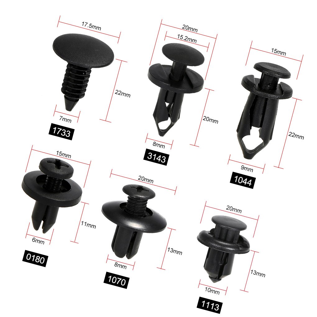 Universal Auto Fastener Clips Plastic Fastener Rivet Clips 190Pcs 6 Sizes Car Push Pin Rivet Trim Clips Fastener Clips