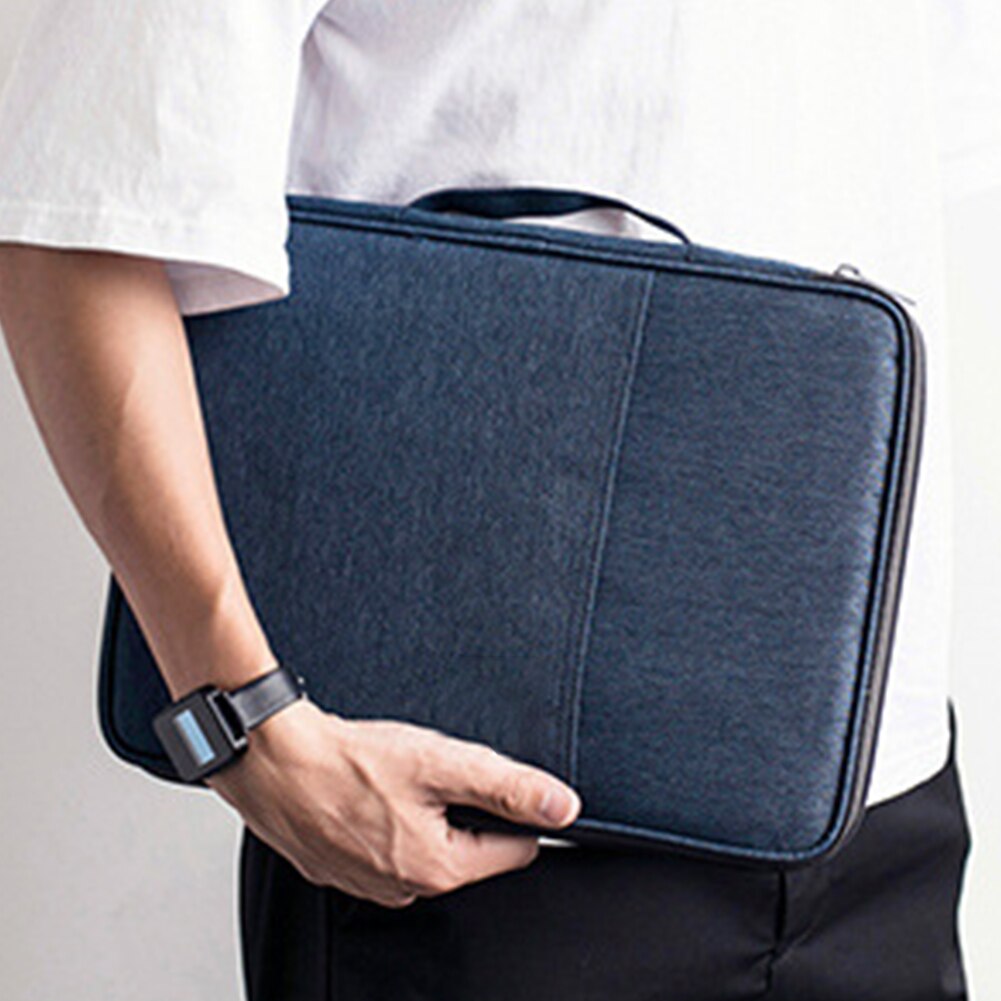 Sac de documents Oxford tissu pour cahiers Multi fonctionnel A4 Portable étanche unisexe école grande capacité stockage Zipper: Dark Blue