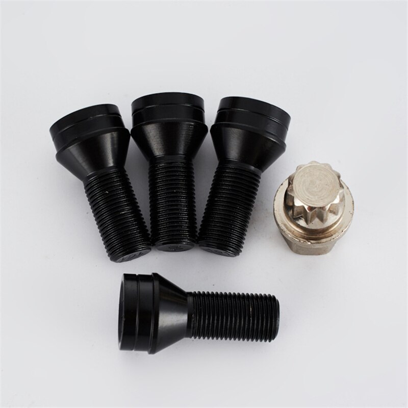1 Set 36136776076 M14 x 1.25 Roue Boulons De Verrouillage Écrou antivol Noir + Clé Pour BMW Mini R50 R52 R53 fd076