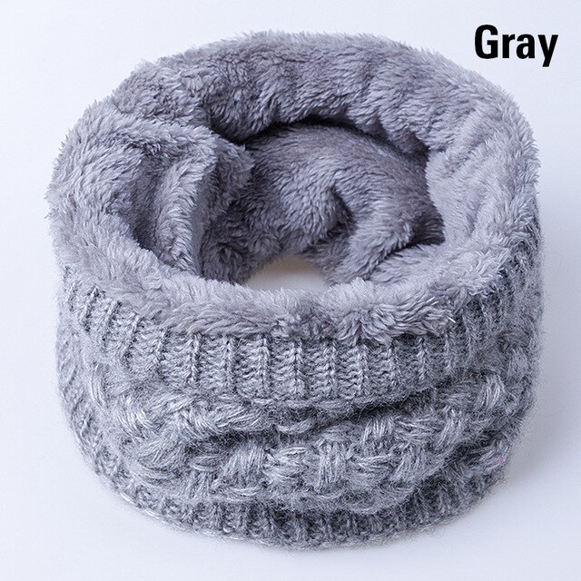 Winter Scarves Men Women knitted Cotton Autumn Scarves Children Boy girl Unisex Warm Thicken Wool Plus Velvet Scarves: grey