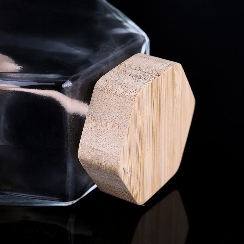 Pot de miel en forme d'hexagone, Pot de miel en verre, avec Dipper en bois et couvercle en liège, pour la cuisine à la maison, transparent