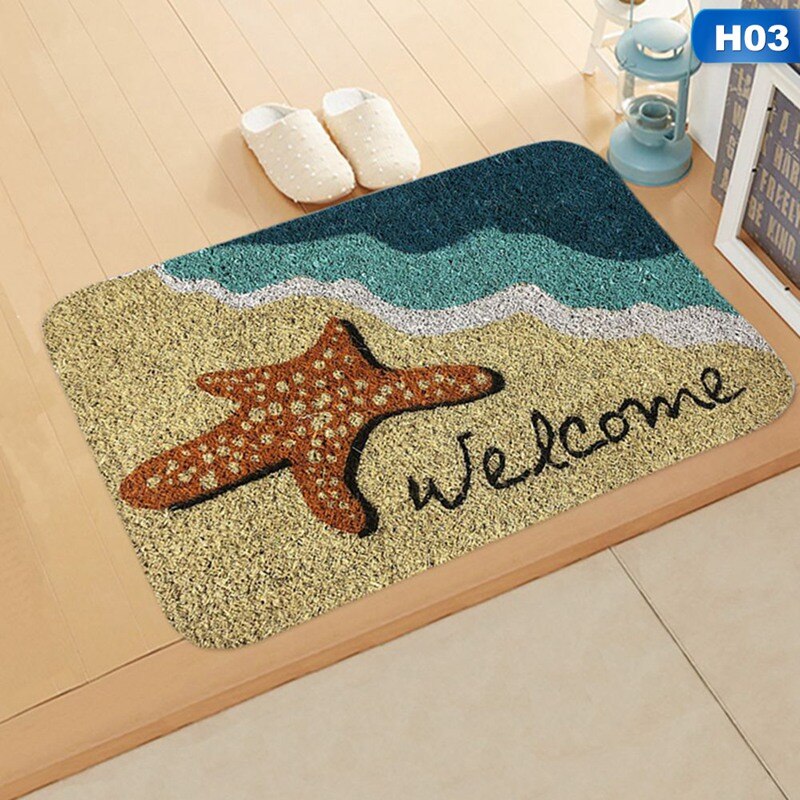 Tapis antidérapant rectangulaire 40 x 60cm welcome home pour chambre à coucher, tapis de sol d'entrée, motif tournesol, paillasson en flanelle