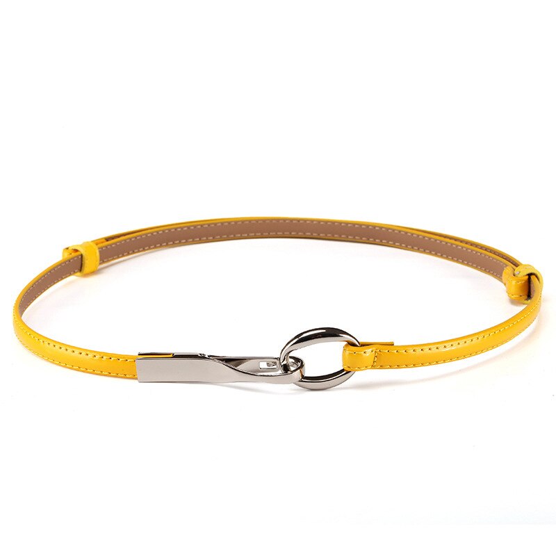 Dames meisjes tailleband tailleband kleurrijk imitatieleer smal dun skinny jurk riem zwart/geel/roze/rood: Geel