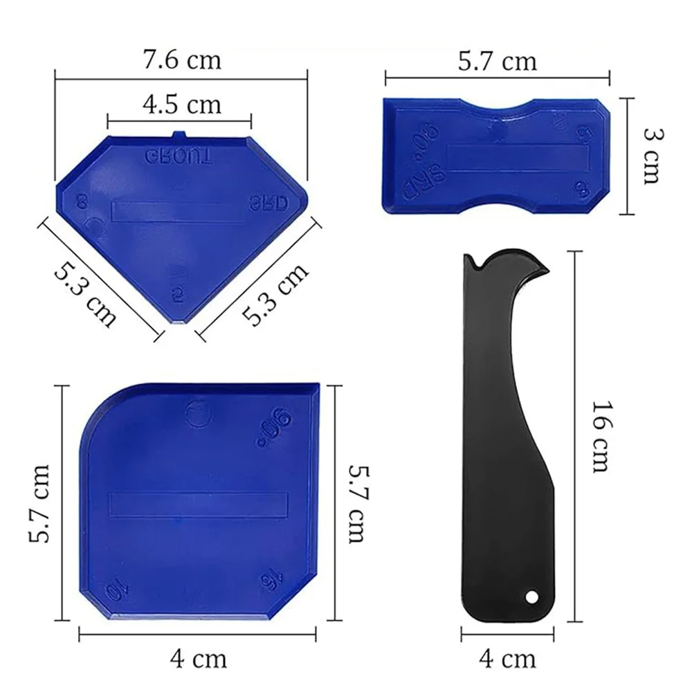 5in1 Silicone Scraper Squeegee Glue Remover Knife Caulking Angle Beauty Crack Trowel Tool Grout Scraper Kit Multifunctional Home: MULTI