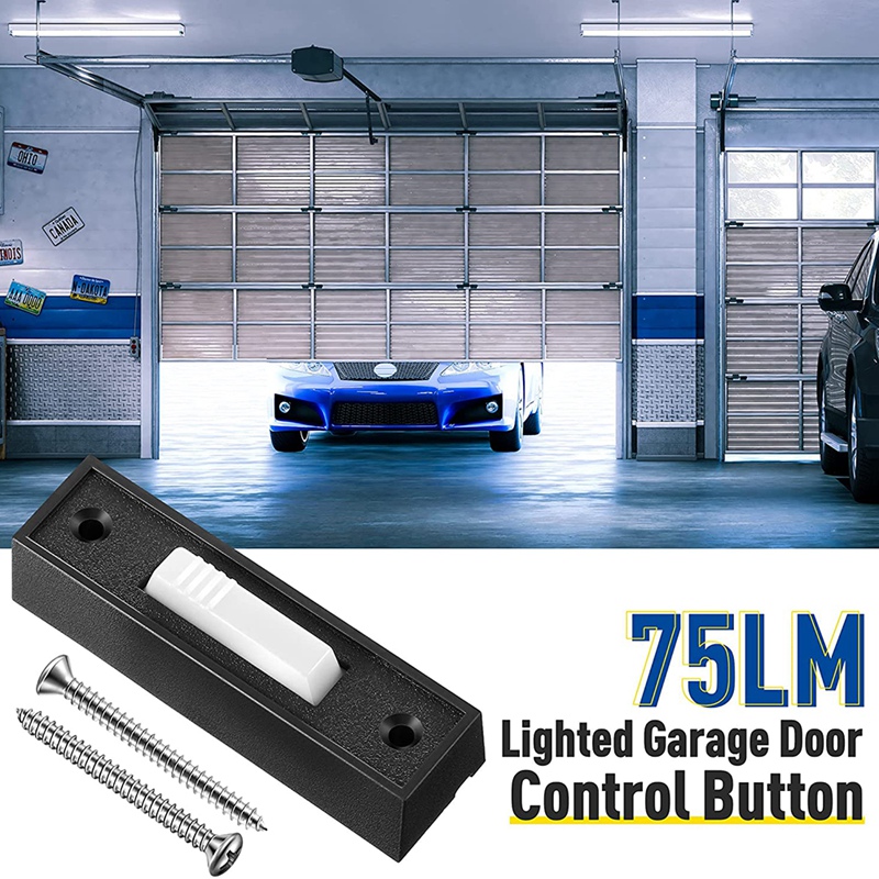 Universele Garagedeuropener Schakelaar 41A4166 Wired Verlichte Muur Gemonteerd Drukknop Zwarte Afwerking Met Witte Center Knop
