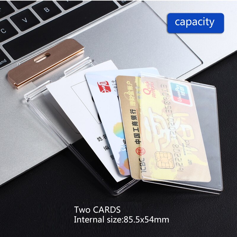 Brand Horizontal Vertica ID IC Card Case Badge Holder without Lanyard,Acrylic Transparent Card Holder with Metal Fasteners
