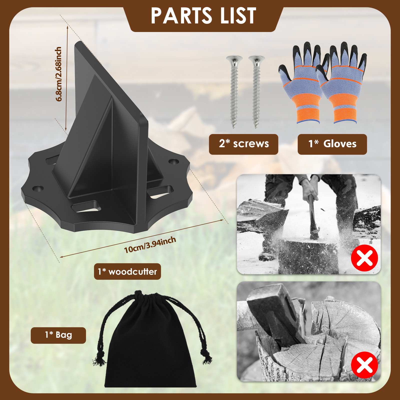 Wood Splitter Manual Log Splitter Kindling Splitting Tool High Carbon Steel Woods Splitting Stand Firewood Splitting Drill Bit