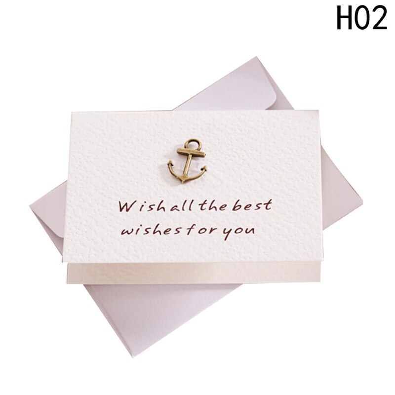 2pcs/set envelope small greeting card birthday card metal three-dimensional thank you card Stationery Set: 02