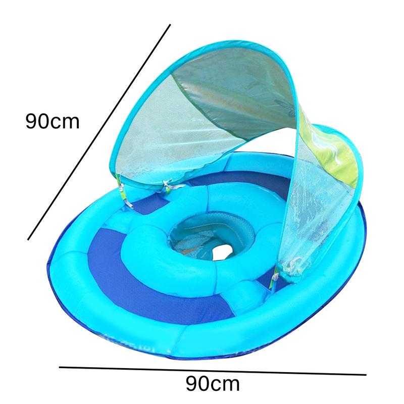 Baby Inflatable Swimming Seat With Awning Children Swimming Lap Net With Bottom Pocket Outdoor Play Water Toys