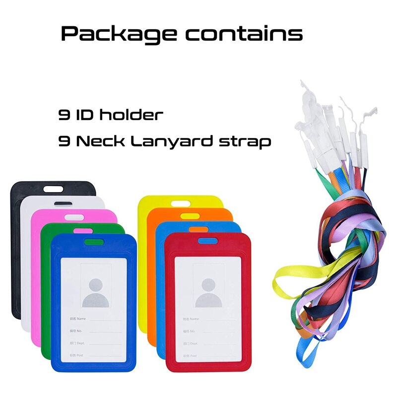 10Pc ID Holder with Neck Lanyard Strap ID Badge Holder Clear Waterproof ID Card Holder with 1 Credit Card Slot