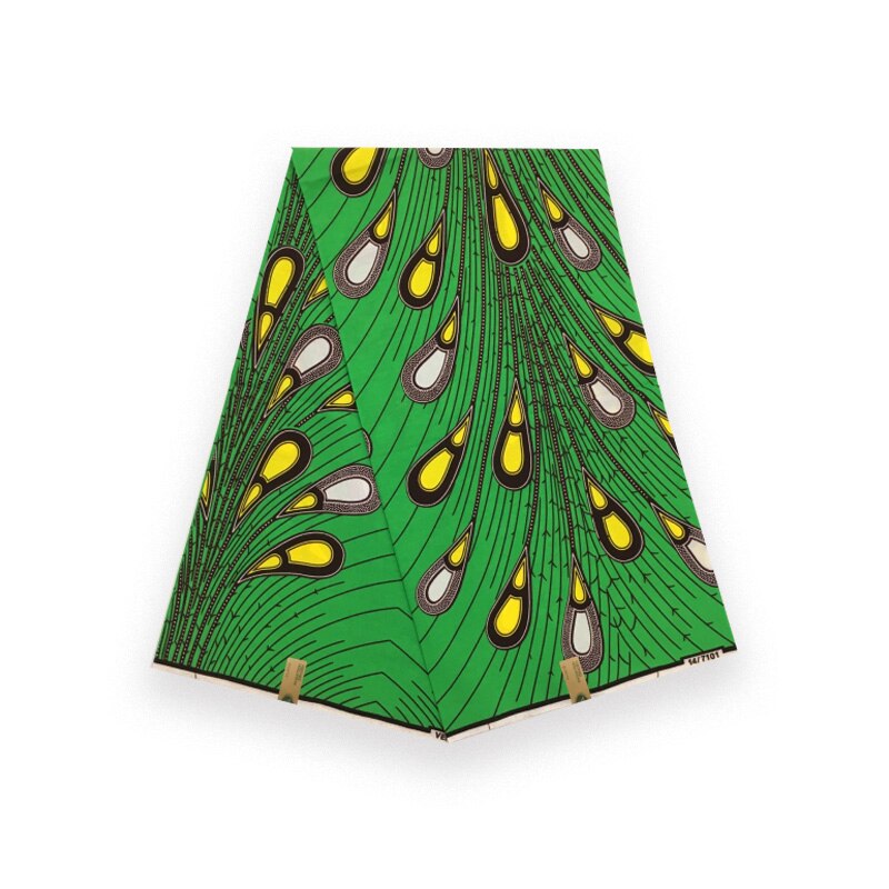 Tissu imprimé africain 100% coton | Modèle paon, véritable ankara, cire respirante, excellente , offre spéciale: Vert