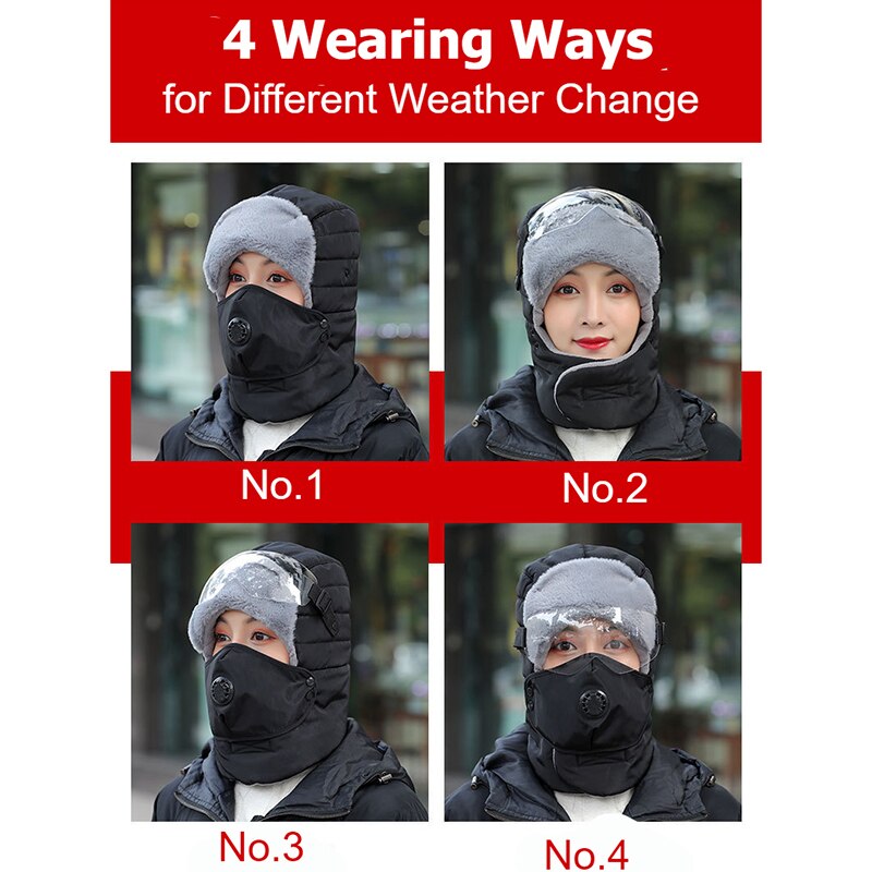Full Protection Warm Waterproof Winter Hats With/Without Glasses for Riding Bike Motorcycle Outdoor d88