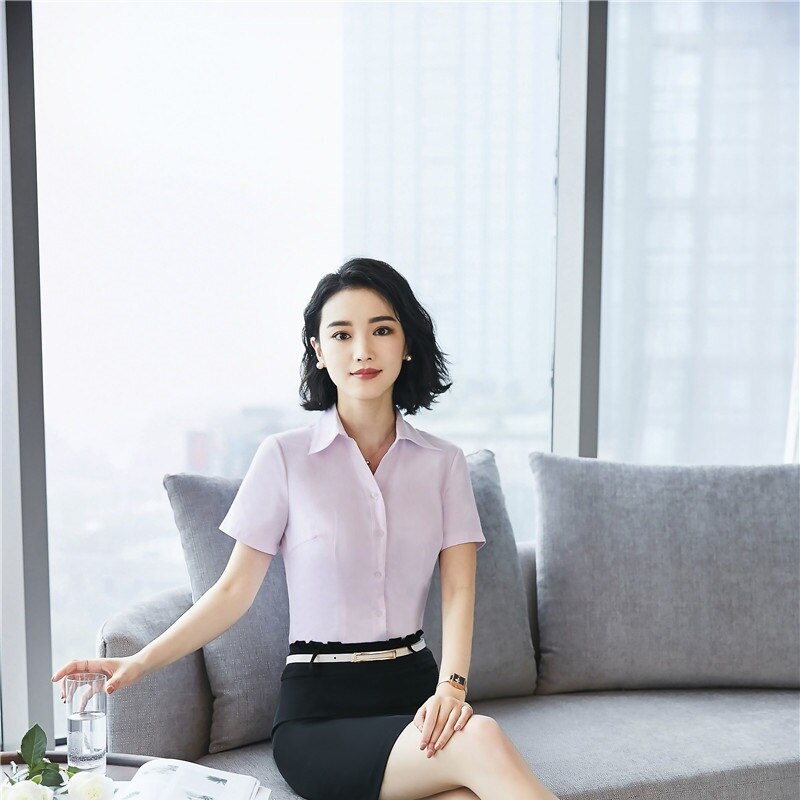 White Summer Formal Women Blouses & Shirts For Ladies Office Uniform Styles Blouse Female Clothes Work Wear