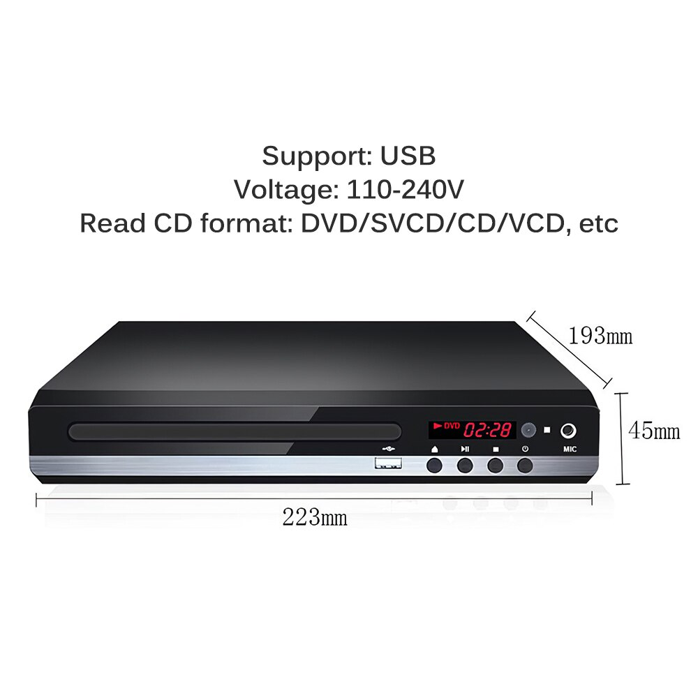 Multi System 1080P DVD Player Portable USB 2.0 3.0 DVD Player Multimedia Digital DVD TV Support HDMI CD SVCD VCD MP3 Function