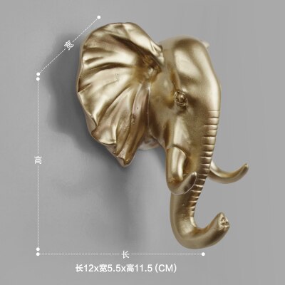 Rural style Resin Gold Animal Head Clothes Hanging Coat Towels Hooks Hanger Decorative Wall Hooks