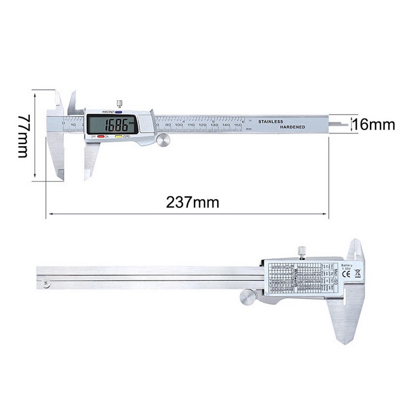 Calibrador Vernier Digital electrónico de acero inoxidable calibre Digital de 6 pulgadas 0-150mm Micrómetro de Metal herramienta de medición calibrador de calibres