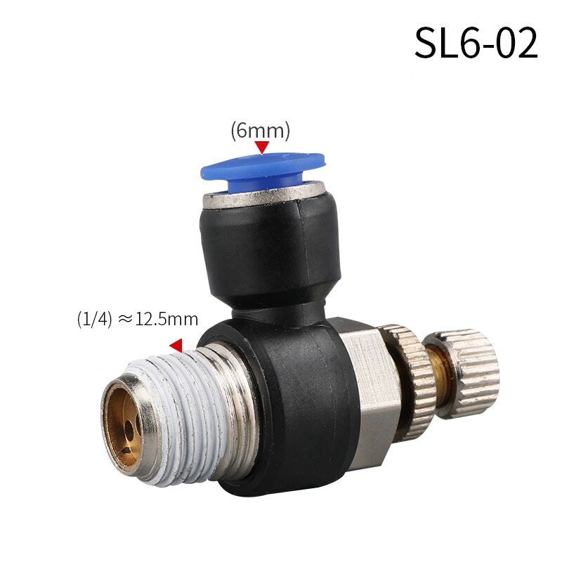 Pneumatic quick connect connector SL 4 6 8 10 12mm M5 "1/8" 1/4 "3/8" 1/2 air speed regulating valve Accelerator valve: SL6-02