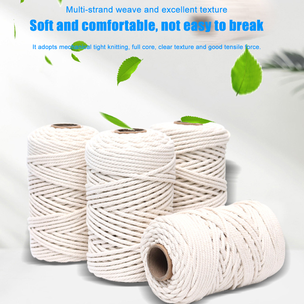 Macrame Cord 5mm Natural Cotton Twisted Macrame Rope String DIY Craft Knitting Making Plant Hangers Wall Hangings