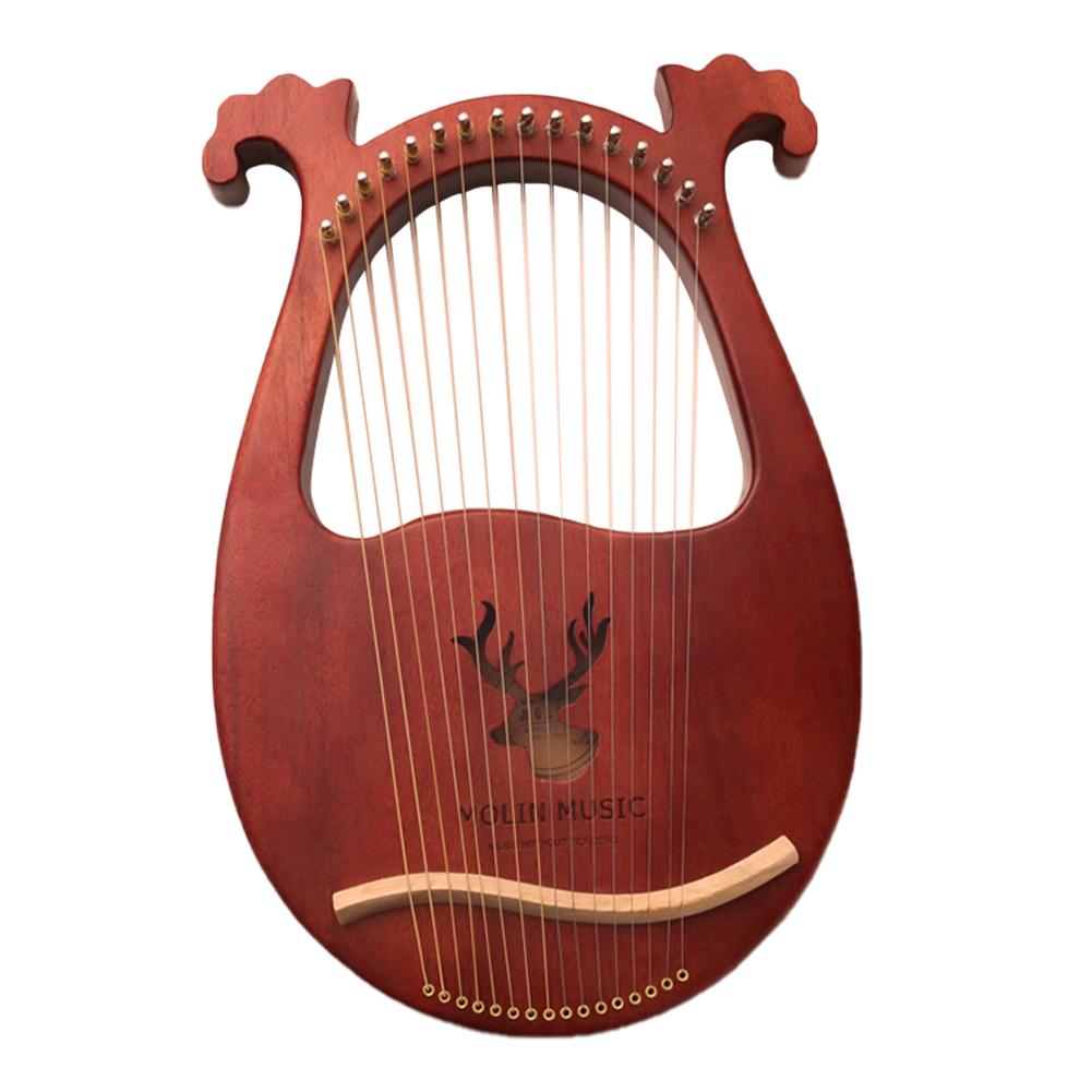 16- note lyre harpe sæt hård mahogni hård bærbar med tuning skruenøgle sort opbevaringspose harpe sæt til professionelle perfekte: Mørkebrun