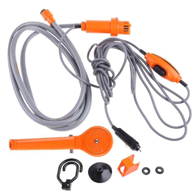 Draagbare douche Camping schoonmaakdouche Buitendouche, 12V draagbare autowas: orange