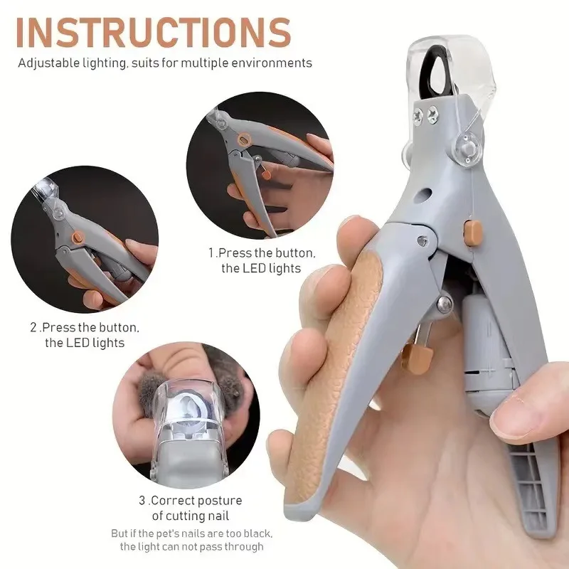 Nagelknipper voor huisdieren met LED-licht Hond Kat Speciale nagelknipper Multifunctionele nageltrimmer Reiniging van huisdieren Verzorgingsbenodigdheden