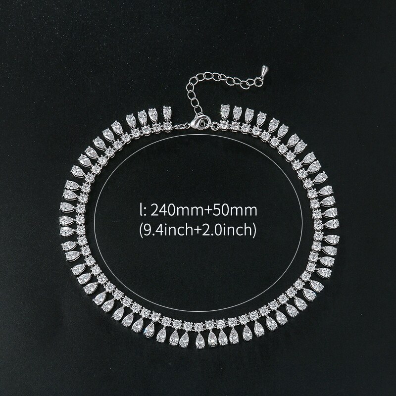 Weimanjingdian Shiny Teardop Zirconia Cz Crystal Tennis Enkelbanden Voor Vrouwen In Wit Goud Kleur Plated