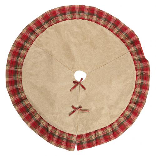 120cm runde juletræ nederdel plaid trim juletræ nederdele dække gulvmåtte tæppe juledekorationer træ nederdele: Default Title