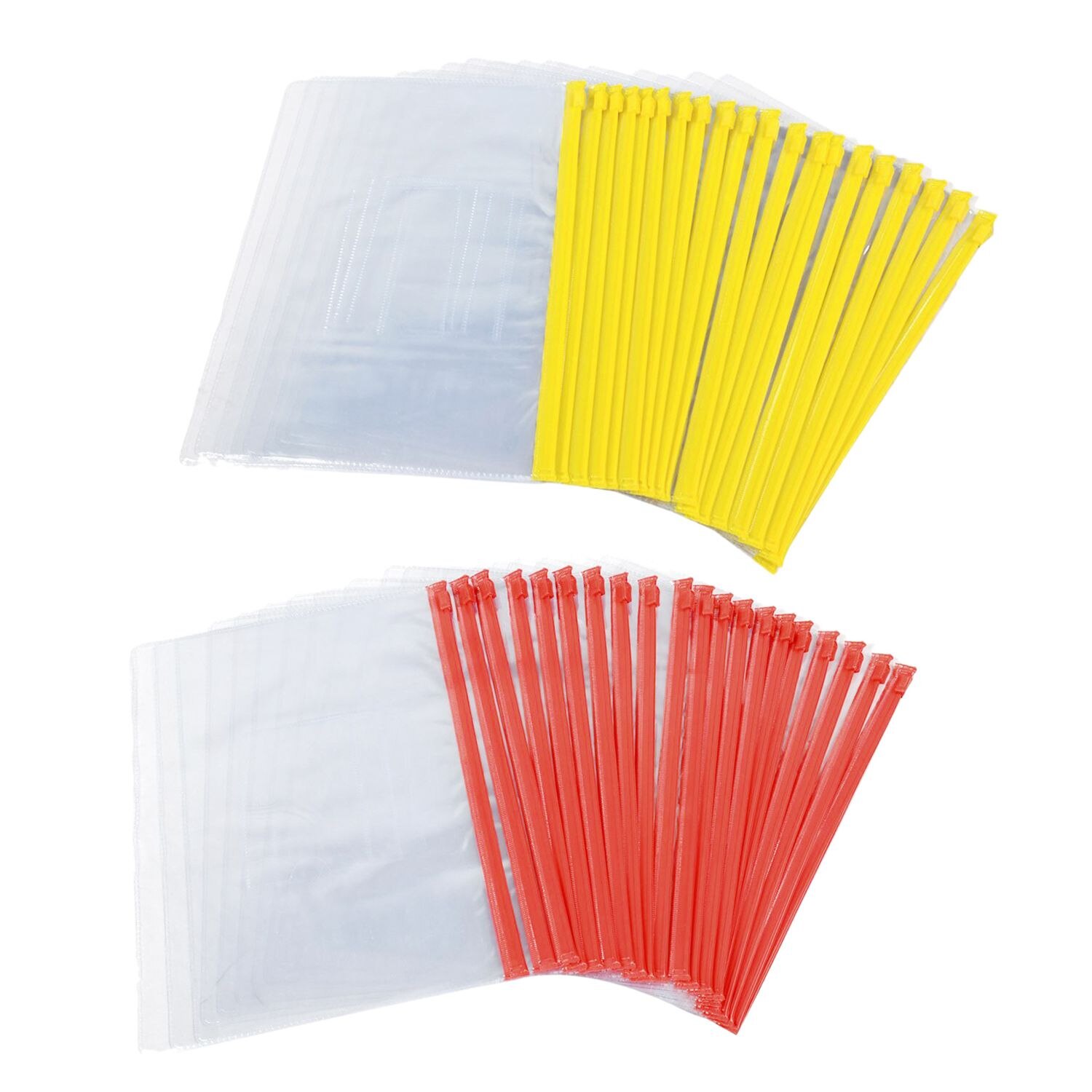 Size A5 Card Slider Zip Closure Folders PVC Folders Envelopes, 20 Pieces Transparent Yellow