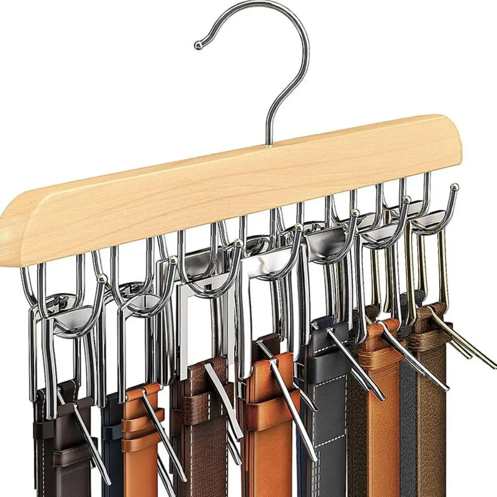 Porte-ceinture en bois pour femmes, cintres de rangement pour étui à vêtements, accessoires de garde-robe de maison, organisateur d'écharpe, cintres de ceinture à cravate pour hommes: Gris clair