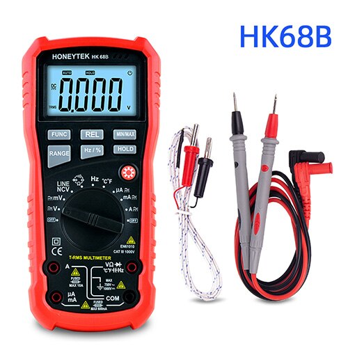 Honeytek usb multimeter sand-rms digital multimeter temperatur ac/dc voltmeter kontinuitetstest ncv multimeter: Hk68b