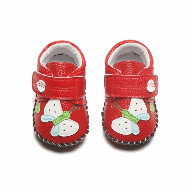 Børn blød sål første rullesko baby pige sommerfugl mønster skridsikre sko sneakers bløde til 0-12m børn: Beige / 12