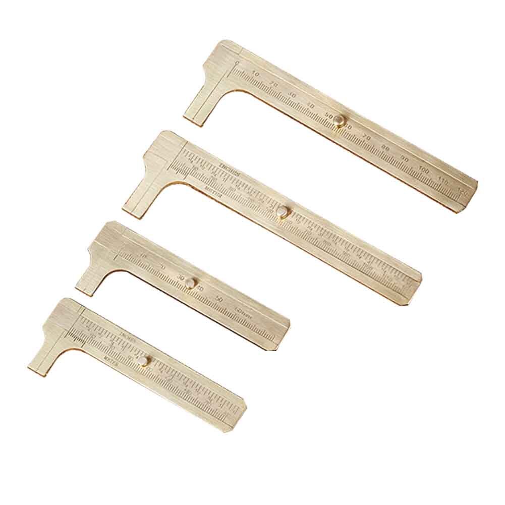 Solid Brass Practical Accurate Mini Portable Sliding Guitar Repair Vernier Caliper Retro Jewelry Measuring Ruler Double Scale