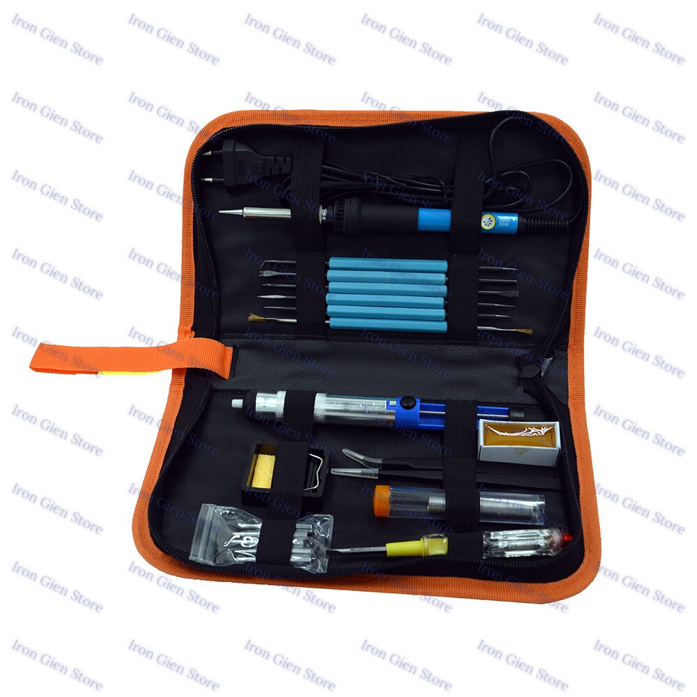 220/110V 60W EU/US/CN Plug Electric Soldering Iron Kits Adjustable Temperature Welding Repair Auxiliary Tools with 5 Tips Stand: EU Solder Iron Set
