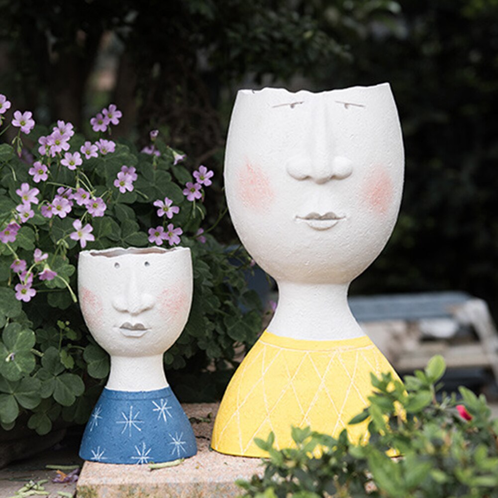 Creatieve Bloempot Hars Artistieke Portret Sculptuur Plant Pot Gedroogde Bloemenvaas Tuin Decoratie Voor Kids Pen Houder