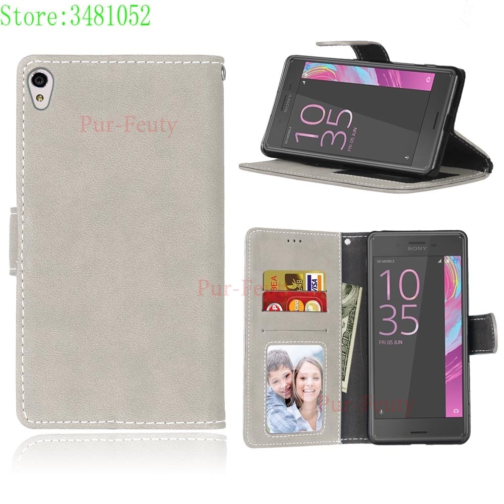 Flip Telefoon Case voor Sony Xperia XA LTE F3111 F3112 F3116 Retro Wallet Card Slot PU leather case voor Sony F 3111 3112 Phone bag: Gray