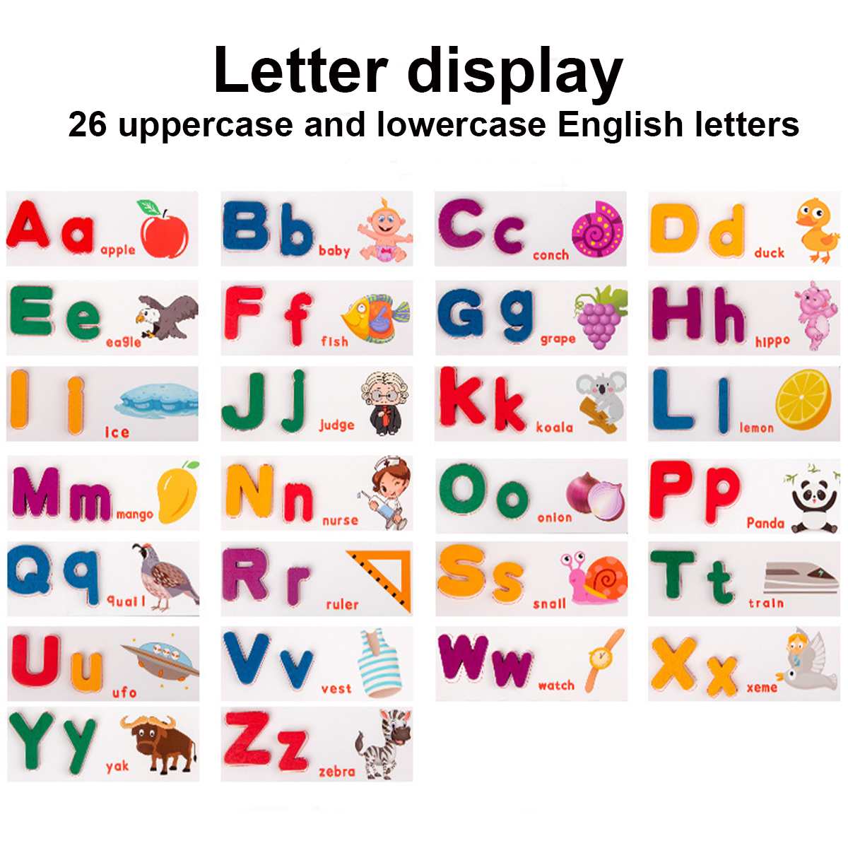 Wooden Alphabet Letter Learning Cards Toy Set Word Spelling Practice Game English Letters Word Spelling Card Toddler Education