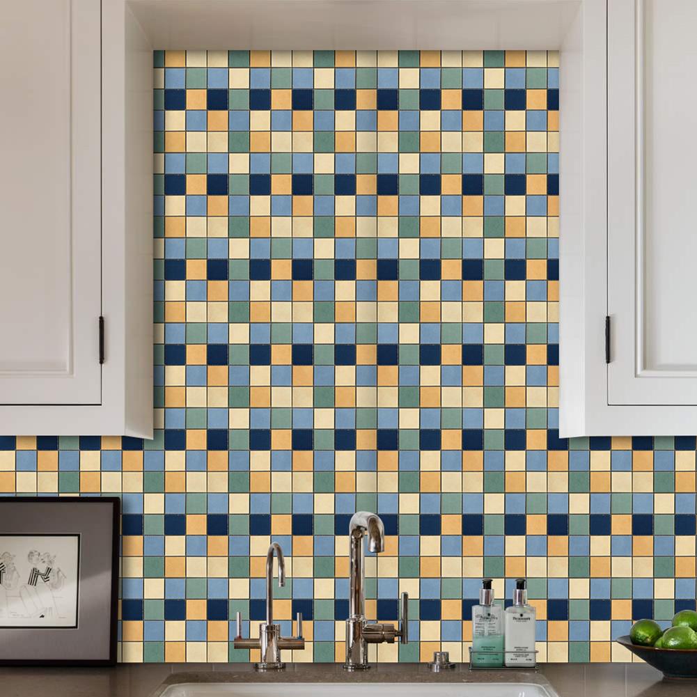 Waterproof Tiles Mosaic Stickers Kitchen Bathroom waterproof Toilet Adhesive PVC Wallpapers Floor Cabinet Home Decoration