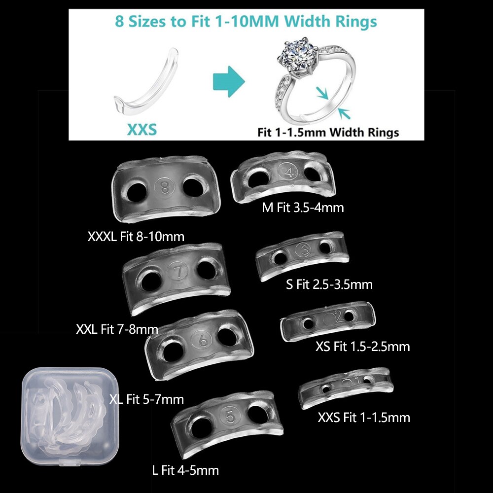 4 unids/lote herramientas de anillo transparente a base de espiral anillo de resorte ajustador de tamaño protector tensor reductor herramienta de redimensionado para joyería: Rosa