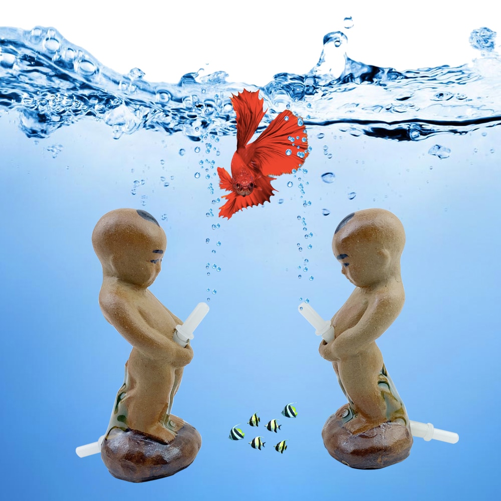 Cute Pee boy Aquarium Ornament Fish Tank Oxygen Pump Air Bubble Stone Air Pump Drive Fish Tank Toy Aquarium Ornament Decor