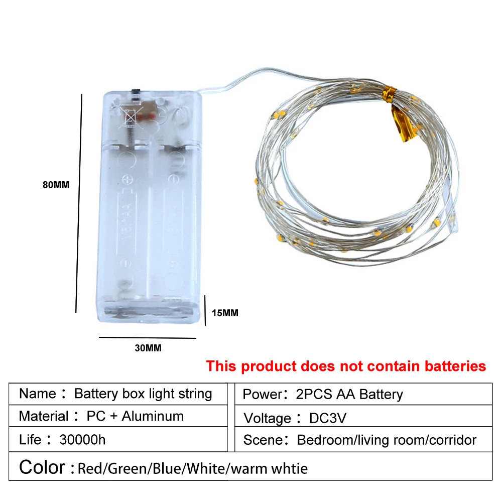 Led Kerstverlichting Koperdraad String 1M 2M 3M Buitenlamp Garland Luces Voor Kerstboom bruiloft Decoratie