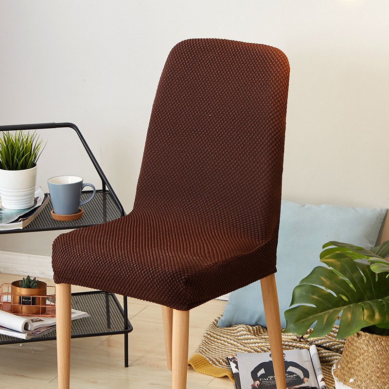 Japanse stijl stevige stoelhoes spandex goedkope super stretch keuken eetkamerstoel stoelhoezen hoes chaise longue 8 kleuren: Koffie