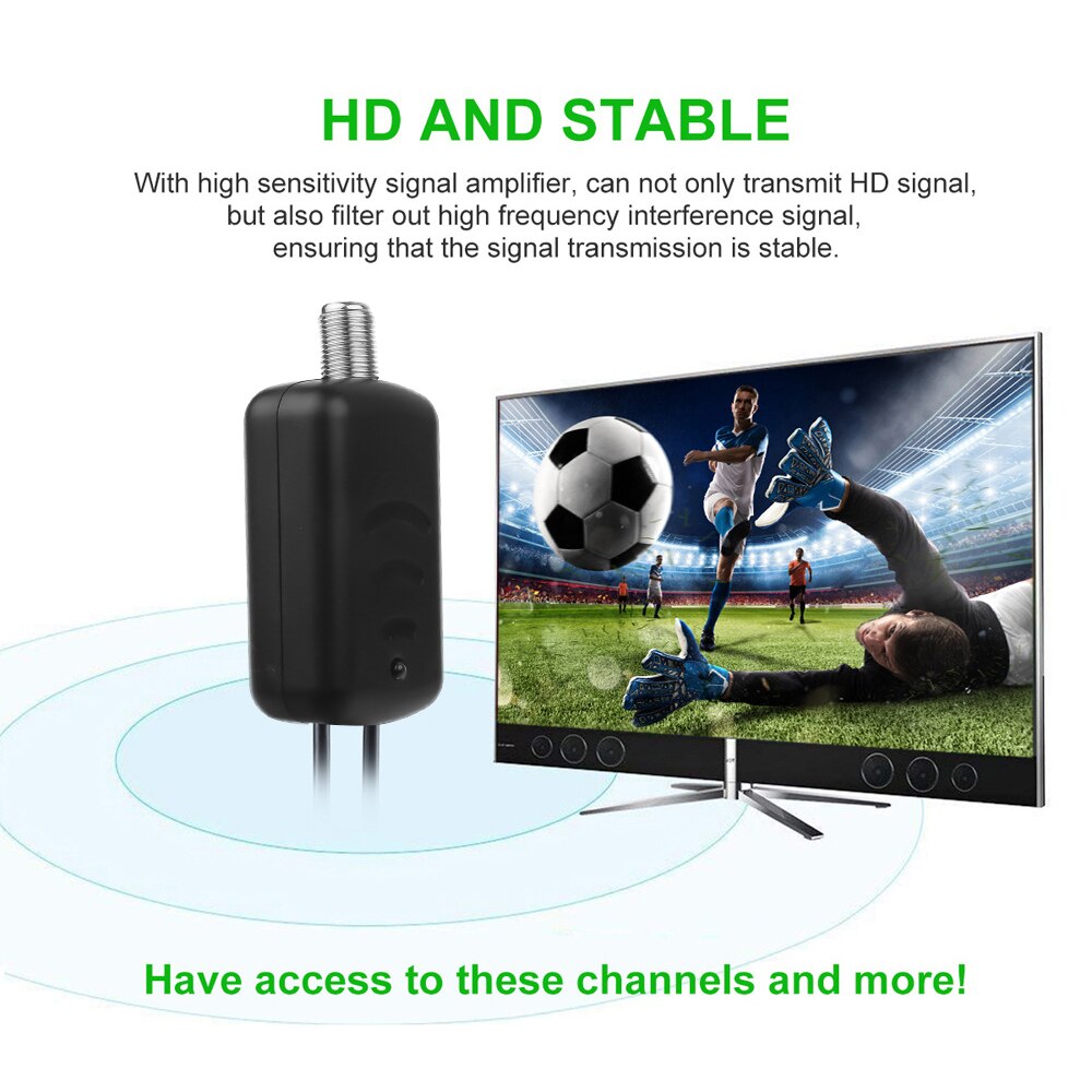 Vacusg Easy Installation 25DB TV Signal Amplifier Booster Digital HD for Cable TV Fox Antenna HD Channel