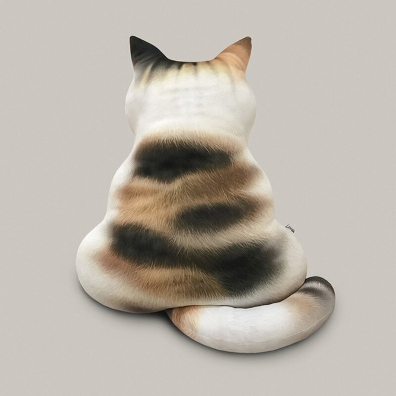 Strip Cat Shape Plush Cushions Pillow Back Shadow Comfortable Cushion Cat Shape Filled Animal Cushion Kids Cute Pillow Toys: Three Flowers / 43cm