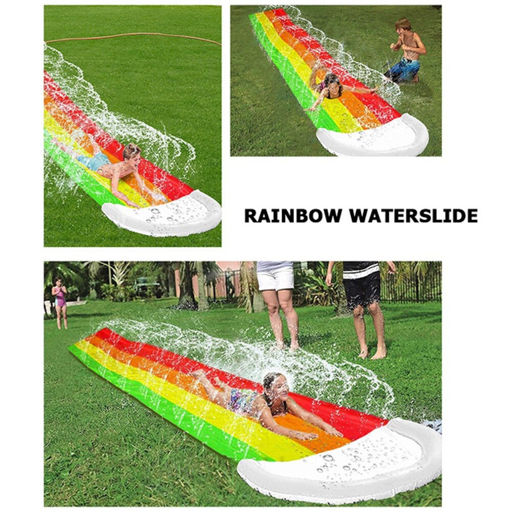 Kids Surf Zwembad Tuin Fontein Zwembad Regenboog Patroon Funny Kids Waterglijbaan Milieuvriendelijke Pvc Speelgoed Strand Regenboog Waterglijbaan