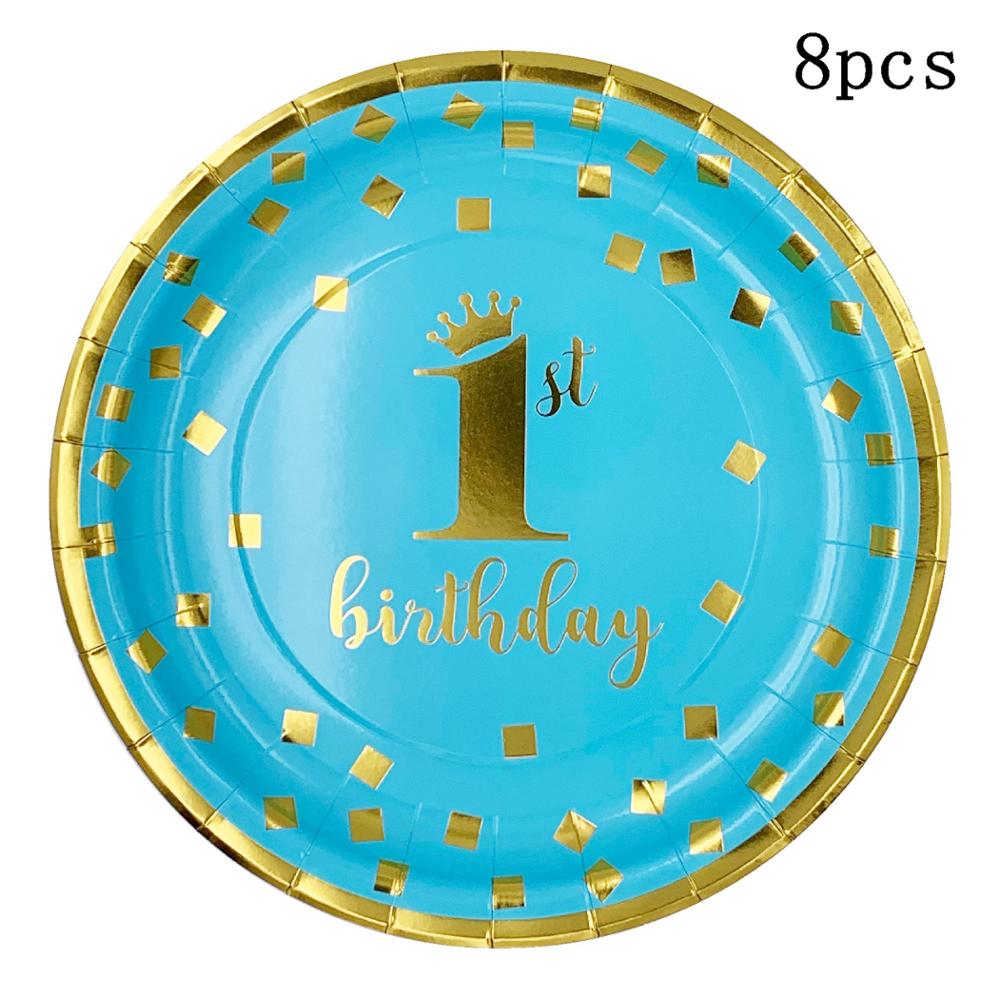 One Year Disposable Tableware 1st Birthday Banner Kids Happy Birthday Banner 1 One Year First Birthday Boy Baby Shower: MULTI