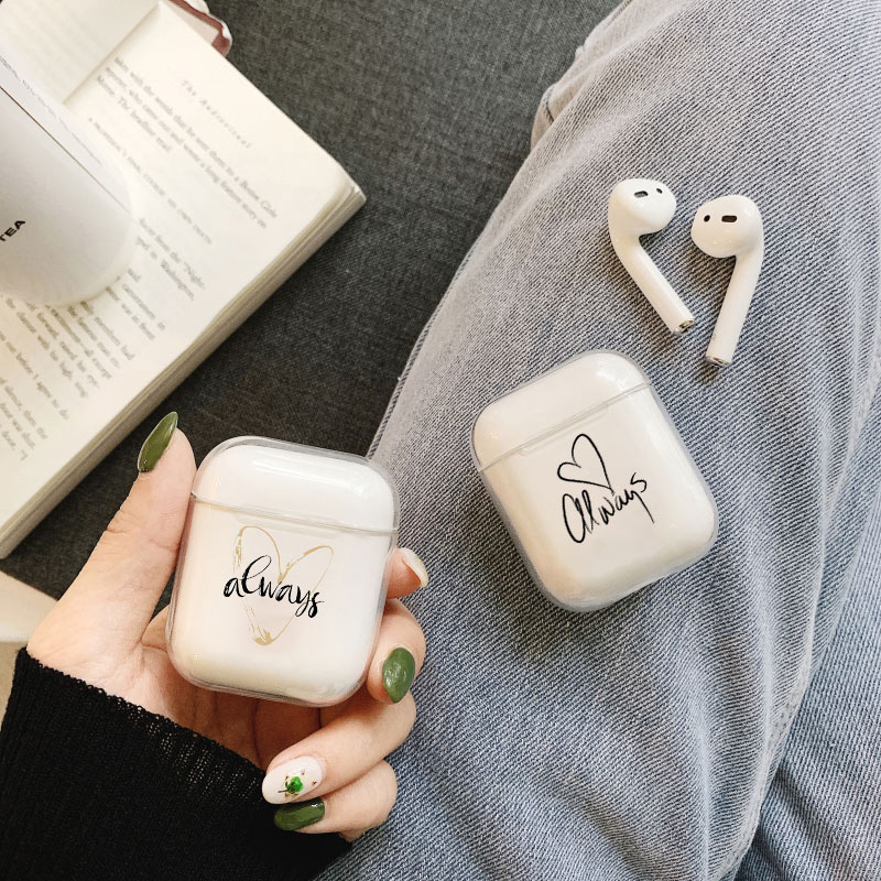Soft Cute Air Pods Case For Apple Airpods Case Luxury Simple Love Transparent Airpods Case in Bluetooth Earphone Accessories