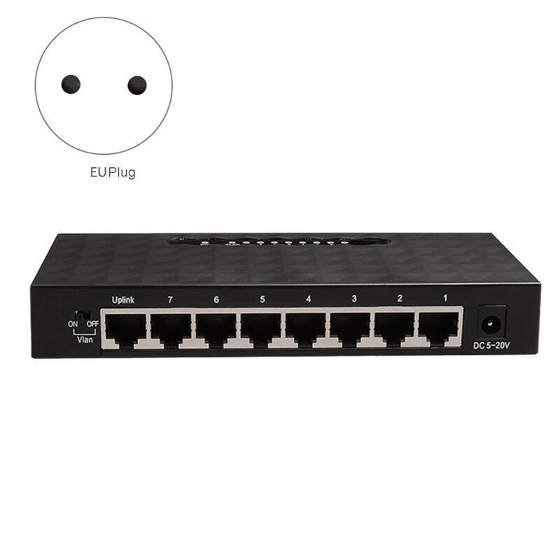 Gigabit Switch Ethernet Smart Switcher High Performance 1000Mbps Ethernet Network Switch RJ45 Hub(EU Plug)